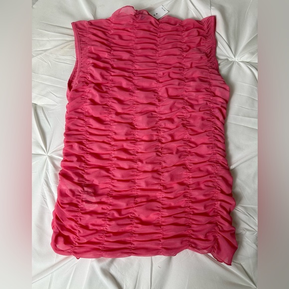 Top shop Ruched Mesh Tank Top in Pink NWT - Picture 8 of 10